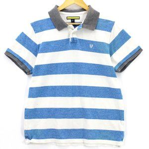 Prince And Fox Polo Shirt Men's Casual Striped Blue & White Short Sleeve Size XL